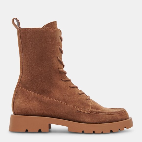 NEW DOLCE VITA Suede Erlene Lace Up Booties brown for women 663mn - Picture 3 of 9